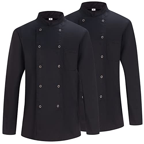 MISEMIYA - Pack 2 Einheiten -Herren Kochjacke - Herren Kochjacke - Hospitality Uniform - Ref.842 - Medium, Kochjacke 682 - Schwarz von MISEMIYA