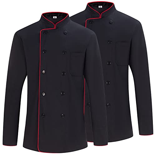 MISEMIYA - Pack 2 Einheiten -Herren Kochjacke - Herren Kochjacke - Hospitality Uniform - Ref.842B - Large, Kochjacken Herren 842B - Schwarz von MISEMIYA