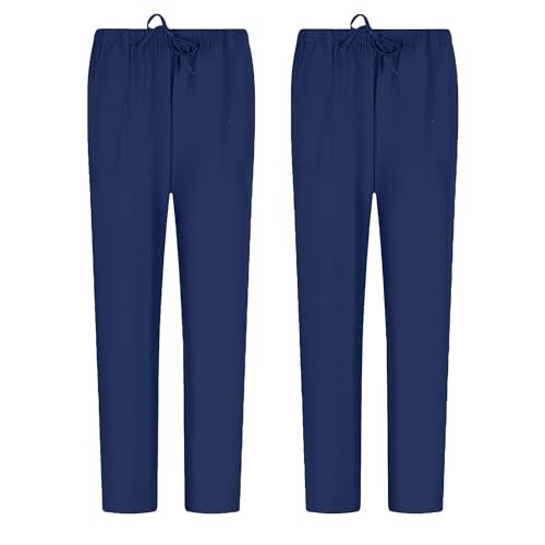 MISEMIYA - Pack 2 Pcs - Arbeitshosen Unisex ELASTISCHE Taille UNIFORM KLINIK Krankenhaus Reinigung TIERARZT Gesundheit - X-Large, Marineblau von MISEMIYA