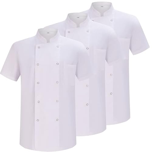 MISEMIYA - Pack 3 Einheiten -KOCHJACKEN Herr MIT REFORMIERTER KNOPF - Ref.8421B - X-Large, Weiß von MISEMIYA