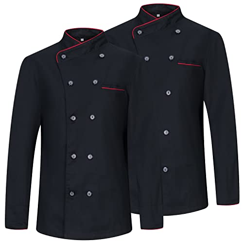 MISEMIYA - Paket 2 EINHEITEN - Damen-KOCHJACKE - Damen-KOCH-UNIFORM Damen-KOCHJACKE - Hospitality Uniform - Ref.844 - Large, Schwarz von MISEMIYA