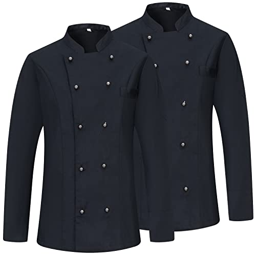 MISEMIYA Damen Forfait 2 Unités-Veste De Chef Femme Paket 2 Einheiten – Kochjacke KZ-2-848, Schwarz, L (2er Pack) von MISEMIYA