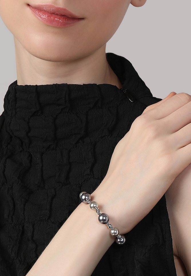 MISH Armband Tulip, Graues Armband, Schnallenverschluss, Silberperlen von MISH