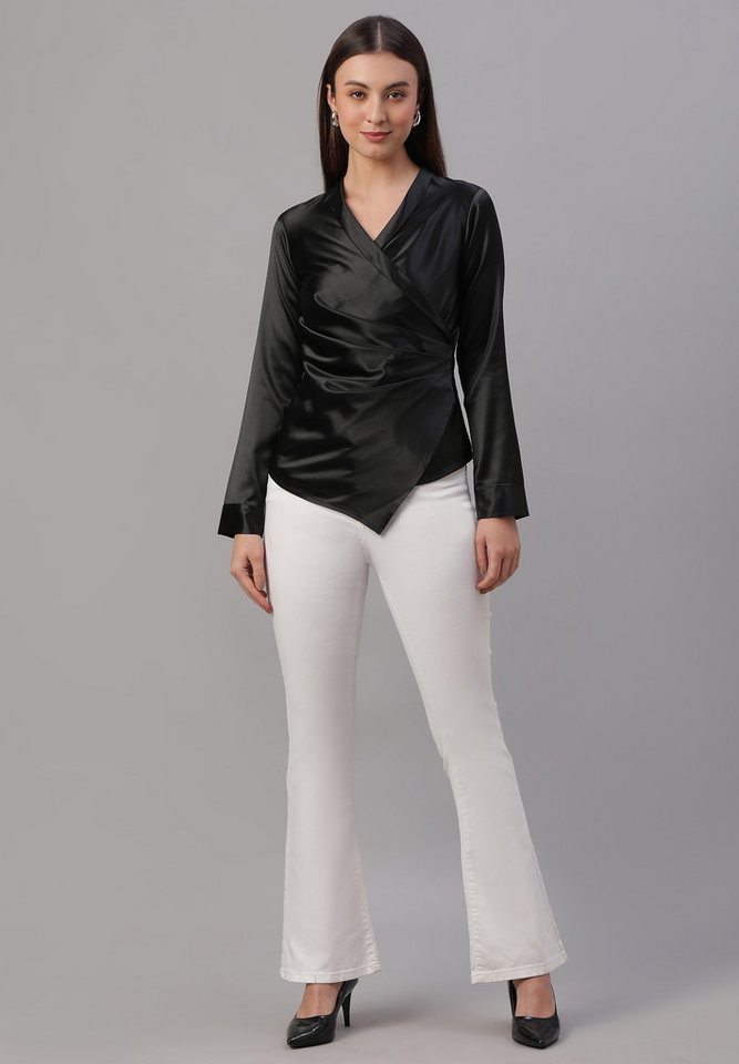 MISH Langarmbluse Hadassah Asymmetrischer Saum, Wickelstil, plissiert von MISH