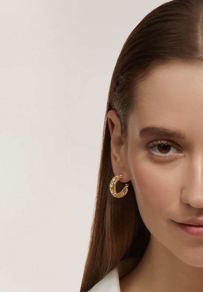 MISH Paar Ohrhänger Calendula, Goldfarbenes, drahtstrukturiertes Design von MISH