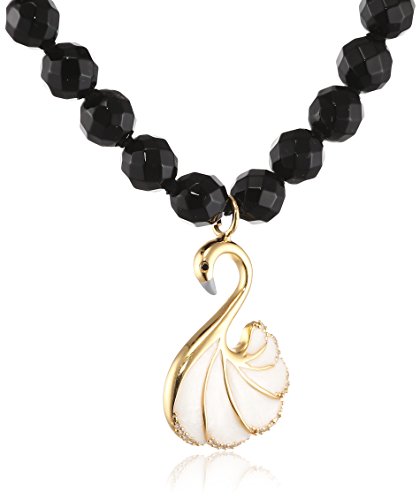 Misis Damen-Kette mit Anhänger Mirabilia 925, Silber, Vergoldet, Zirkonia Rundschliff weiß Onyx 48 cm - CA07770NE von MISIS