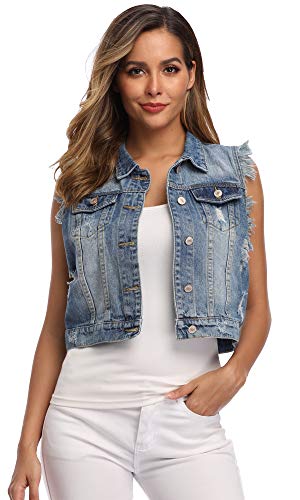 MISS MOLY Ärmellose Jeansweste für Damen mit Brusttaschen - - Small von MISS MOLY