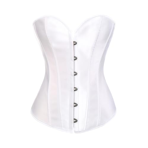 MISS MOLY Corsage|Vollbrust Vintage Kunstleder Korsage Leder-Optik Coolstil Korsett Reißverschluss/Vorderschliesse Corset(Mit G-String) Rot S von MISS MOLY