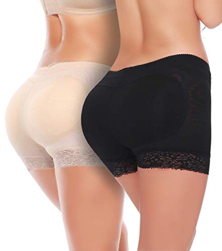 MISS MOLY Damen Push-Up Po und Butt Lifter Frauen Hohe Taille Enhancer Unterwäsche Miederslip Höschen Nero+beige L von MISS MOLY