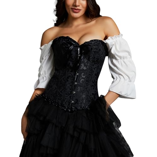 MISS MOLY Damen Vollbrust Corsage Korsett Top Gothic Vintage Corsagen Bustier Corsette Schwarz 3XL von MISS MOLY