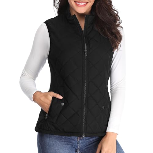 MISS MOLY Weste Damen Steppweste Leicht Ärmellose Weste Gilet Jacke ohne Ärmel Schwarz Large von MISS MOLY