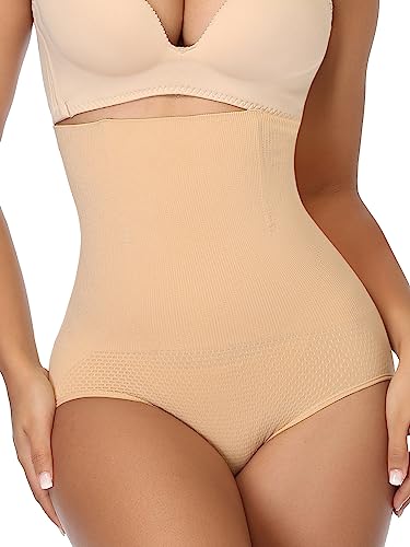 MISS MOLY Hohe Taille Tanga Shapewear Frauen Taille Cincher Gürtel Bauch Schlanker Tanga Höschen Shapewear Beige L von MISS MOLY