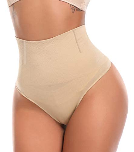 MISS MOLY Miederslip Stark Formend Bauchweg Tanga Damen String Shapewear Nahtlose Mieder Figurformende Miederhose Hohe Taille Miderpants Shaping Formslip Unterwäsche XXL #1 Beige von MISS MOLY