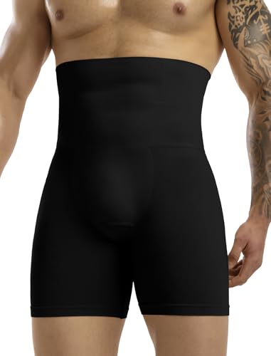 MISS MOLY Shapewear Boxershorts Herren Hohe Taille Kompressionsshorts Nahtloses Figurformende Unterwäsche Herren Body Shaper Bauch Kontrolle Bauch Weg Retroshorts(Schwarz,3XL) von MISS MOLY