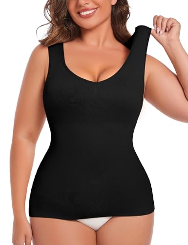 MISS MOLY Shapewear Damen Tanktop Bauch Weg Shape Unterhemd Damen Nahtloses Figurformendes Trägertop Formende Tops Body Shaper Shirt Shaping Hemd (Schwarz,S) von MISS MOLY