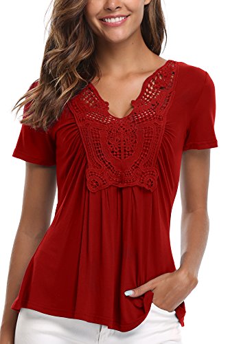 MISS MOLY Tunika Damen Sommer Blusenshirt Blusentop Sommerblusen Leicht Elegant Rot Medium von MISS MOLY