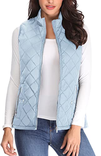 MISS MOLY Weste Damen Steppweste Leicht Ärmellose Weste Gilet Jacke ohne Ärmel Hellblau Medium von MISS MOLY