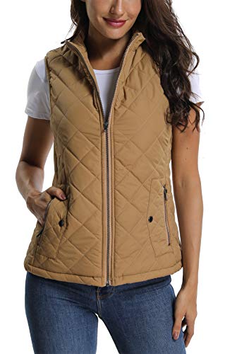 MISS MOLY Weste Damen Steppweste Leicht Ärmellose Weste Gilet Jacke ohne Ärmel Kamel X-Large von MISS MOLY