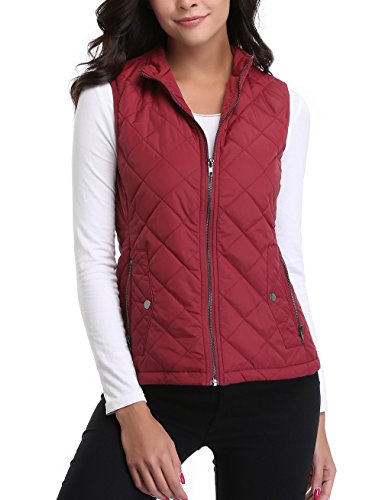 MISS MOLY Weste Damen Steppweste Leicht Ärmellose Weste Gilet Jacke ohne Ärmel Rot X-Small von MISS MOLY