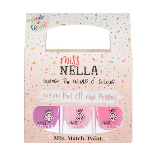 Miss Nella SÜSSES KLEINES PACK: Nagellackpack mit 3 Abziehbare, geruchsneutrale, wasserbasierte und sichere für Kinder- Cheeky Bunny, Pink A Boo & Little Poppet Miss Nella SÜSSES KLEINES PACK: Nagellackpack mit 3 Abziehbare, geruchsneutrale, wasserbasierte und sichere für Kinder- Cheeky Bunny, Pink A Boo & Little Poppet von MISS NELLA
