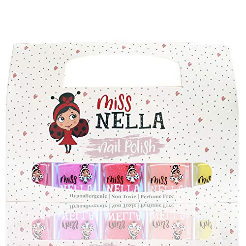 Miss Nella SUMMER SPARKLE - 5er Pack Kinder Nagellack mit Peel-off-Formel auf Wasserbasis Non-Toxic - Nagellack für Kinder von MISS NELLA