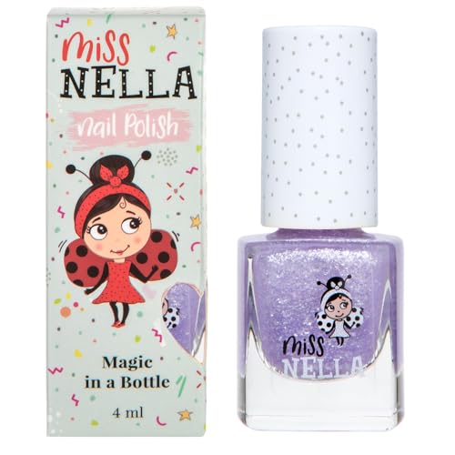 Miss Nella Sparkly Zebra abziehbarer Nagellack speziell für Kinder, lila Glitzer, Peel-Off-Formel, ungiftig, wasserbasiert und geruchsneutral von MISS NELLA
