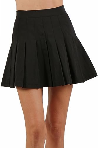 MISS NOIR 20652 Damen Faltenrock Sexy Minirock mit Reißverschluss Kurze Rock Clubwear, Schwarz (20652-BK), XL von MISS NOIR