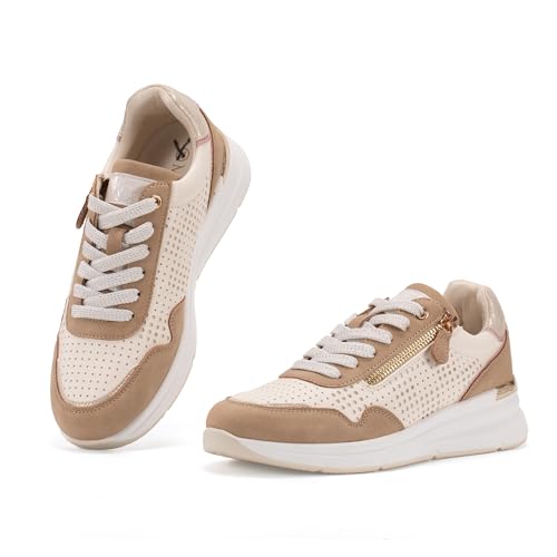 MISSCAI Damen Walkingschuhe Leder Sneaker Laufschuhe Atmungsaktiv Freizeitschuhe Leicht Joggingschuhe Halbschuhe Turnschuhe Sportschuhe (Khaki, 39EU, WSC250534) von MISSCAI