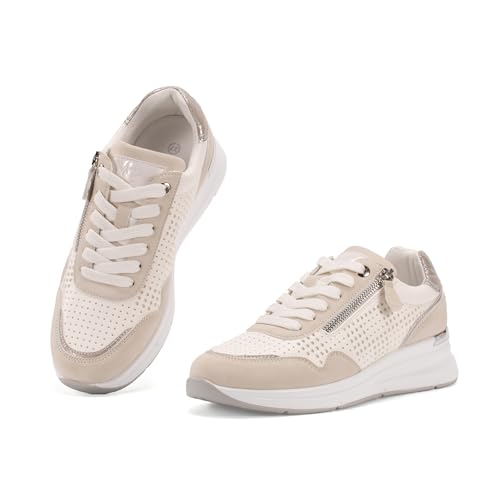 MISSCAI Damen Walkingschuhe Leder Sneaker Laufschuhe Atmungsaktiv Freizeitschuhe Leicht Joggingschuhe Halbschuhe Turnschuhe Sportschuhe (Weiß, 39EU, WSC250534) von MISSCAI