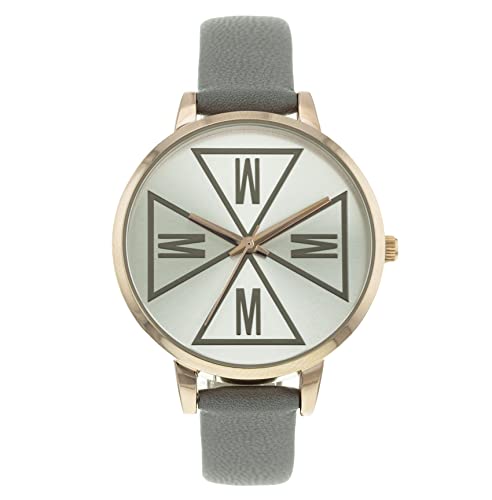 MISSGUIDED Damen Armbanduhr Silbernes Zifferblatt mit aufgedrucktem Logo, graues Armband von MISSGUIDED
