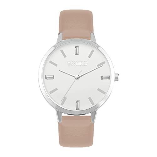 MISSGUIDED Damen Armbanduhr mit rosa Armband mit mattweißem Zifferblatt von MISSGUIDED