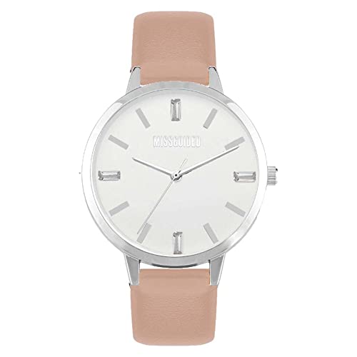 MISSGUIDED Damen Armbanduhr mit rosa Armband mit mattweißem Zifferblatt von MISSGUIDED
