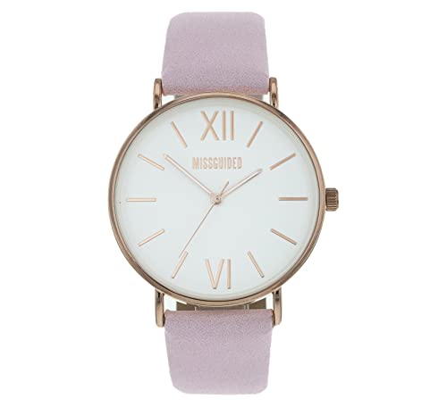 MISSGUIDED Damen Armbanduhr mit rosa Armband mit weißem Zifferblatt von MISSGUIDED