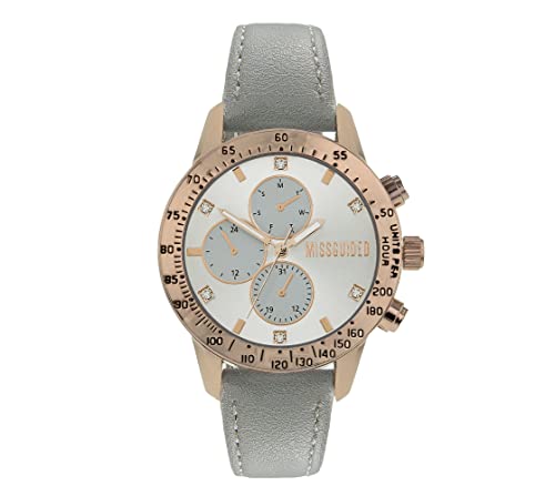 MISSGUIDED Damen Armbanduhr mit grauem Armband mit silbernem Multi-Look-Zifferblatt von MISSGUIDED
