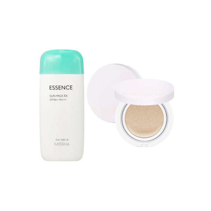 MISSHA All Around Safe Block Essence Sun Milk EX - 70ml (SPF50+ PA+++) (1ea) + Magic Cushion Cover Lasting - 15g (SPF50+... von MISSHA