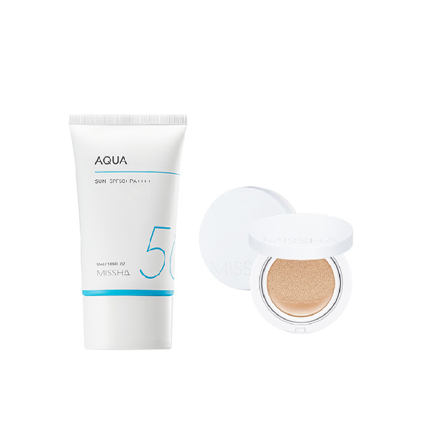 Missha Aqua Sun X Magic Cushion Moist Up Medium Beige Set von MISSHA