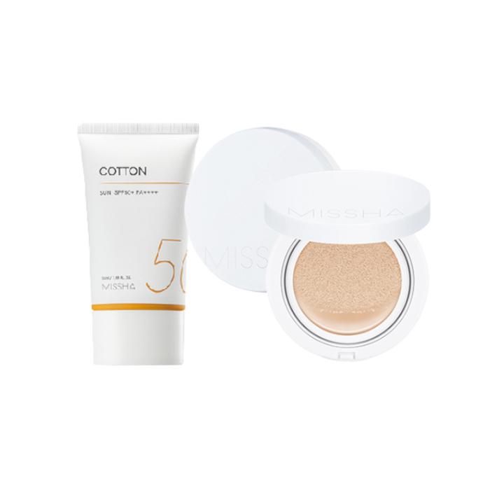Missha Missha Cotton Sun X Magic Cushion Moist Up Light Beige Set von MISSHA