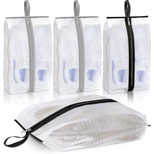 MISSLO wasserdichte Schuhtasche Reise, 4 Stück XX-große Transparente Schuhsack Tragbare schuhbeutel mit Stabiler Reißverschluss für Männer & Frauen von MISSLO