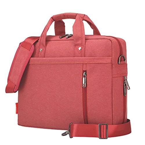 14-15 Zoll Laptoptasche Notebooktasche für Laptop Tablet Schultertasche 360 stoßfest Umhängetasche Computer Bag Tasche wasserdicht mit Schultergurt für Schule Studium Rot von MISSMAO