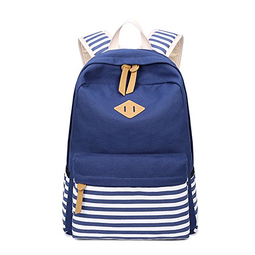 Damen Elegant Canvas Gestreifter Druck Rucksack Daypacks für Universität Outdoor Freizeit Stilvolle Rucksack Sapphire OneSize von MISSMAO