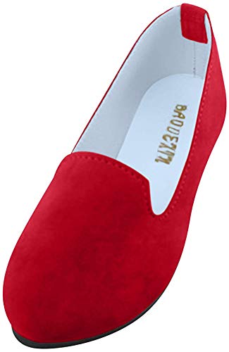 Frauen Damen Slip On Flache Schuhe Sandalen Casual Ballerina Schuhe Schwangere Frau Schuhe,Rot,EU 41 von MISSMAO