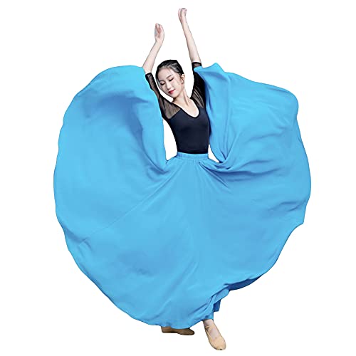 Große Schaukel Damen Maxirock Tanzrock Chiffon Tanzkleider Ballsaal Tanzen Lange Rock Flamenco Kleid Walzer Tango Latein Kostüm Bauchtanz Öffnungs Swing Tanzen Röcke,Blau1,XL von MISSMAO