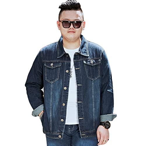 Herren Jeansjacke Basic Stretch Jeans Jacke Übergangsjacke Freizeitjacke Slim Fit Übergangsjacke Übergröße Outdoor Jacken mit Knöpfen Blau 3XL von MISSMAO