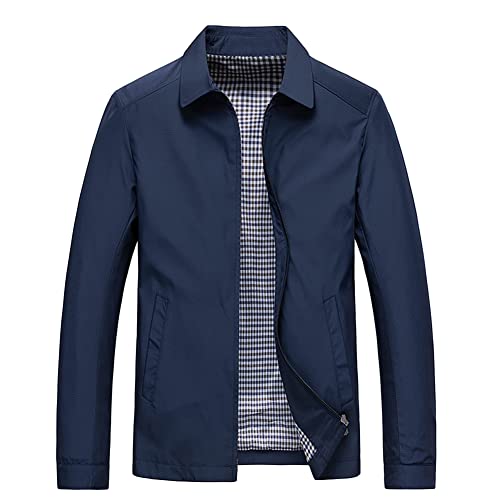 Herren Klassische Dünne Light Bomber Jacket Bomberjacke Mäntel Blouson Arbeitsjacke Workwear Übergangsjacke Blau XL von MISSMAO