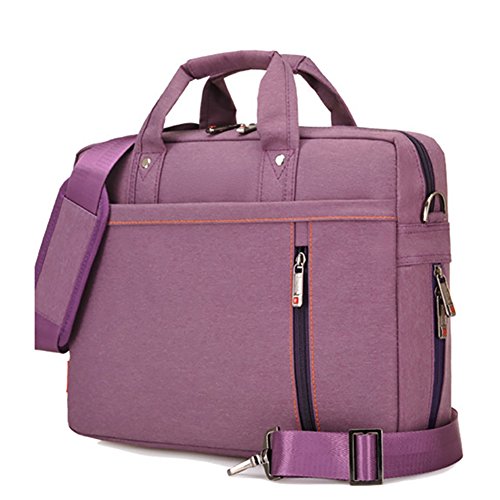 MISSMAO 15-17 Zoll Laptoptasche Notebooktasche für Laptop Tablet Schultertasche 360 stoßfest Umhängetasche Computer Bag Tasche wasserdicht mit Schultergurt für Schule Studium Lila von MISSMAO