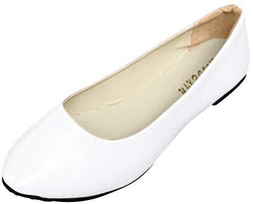 MISSMAO Damen Ballerinas, Bequeme Slip-Ons, Flache Freizeitschuhe, Helles Kunstleder, Komfort und Stil,Gedämpftes Weiß,EU 40 von MISSMAO