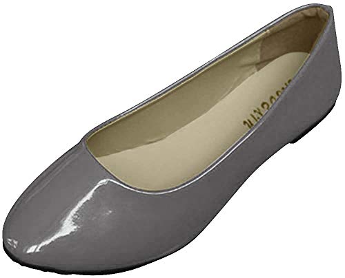 MISSMAO Damen Ballerinas, Bequeme Slip-Ons, Flache Freizeitschuhe, Helles Kunstleder, Komfort und Stil,Grau,EU 40 von MISSMAO