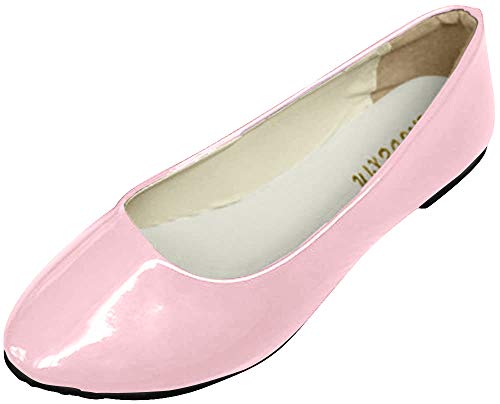 MISSMAO Damen Ballerinas, Bequeme Slip-Ons, Flache Freizeitschuhe, Helles Kunstleder, Komfort und Stil,Pink,EU 42 von MISSMAO