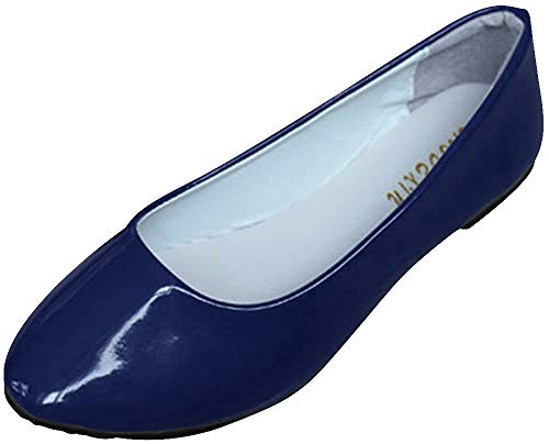 MISSMAO Damen Ballerinas, Bequeme Slip-Ons, Flache Freizeitschuhe, Helles Kunstleder, Komfort und Stil,Schwarz Blau,EU 40 von MISSMAO