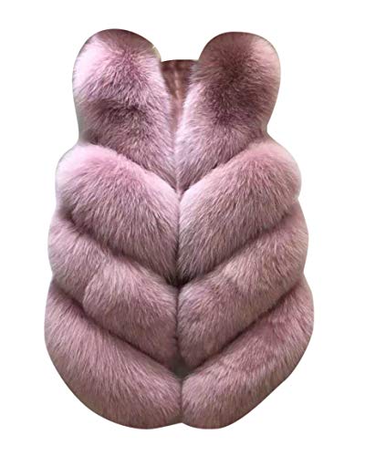 MISSMAO Damen Faux Pelz Weste Jacke Kunstfur Warm Winterjacke Kurz Felljacke Rosa 1 S von MISSMAO